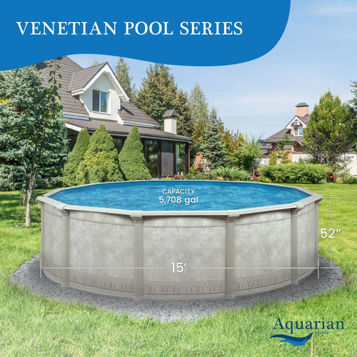 Aquarian Khaki Venetian 15ft x 52in Complete Above Ground Swimming Pool Package - 99366