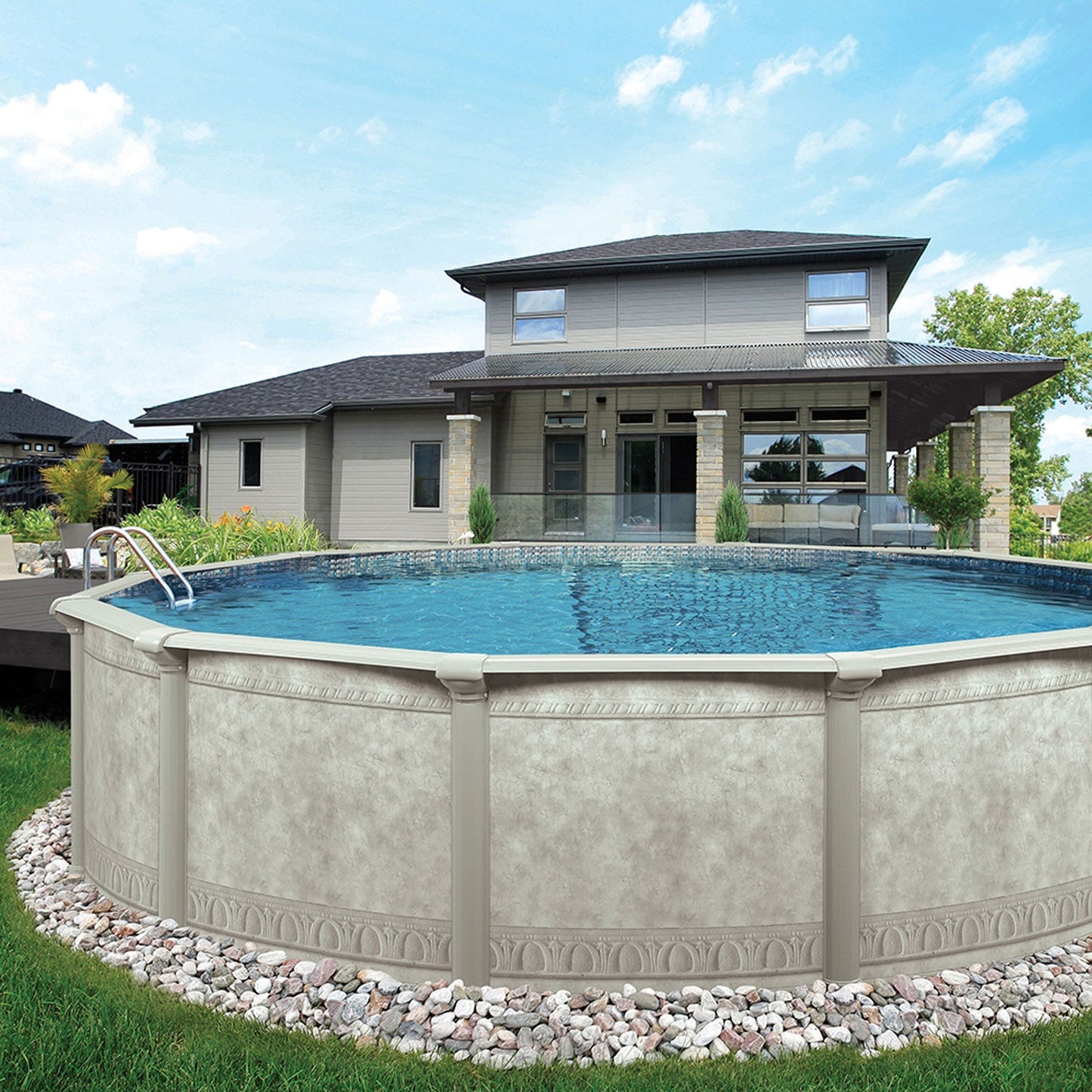 Aquarian 15'x52" Round Frame Above Ground Swimming Pool without Liner(For Parts) - 256777